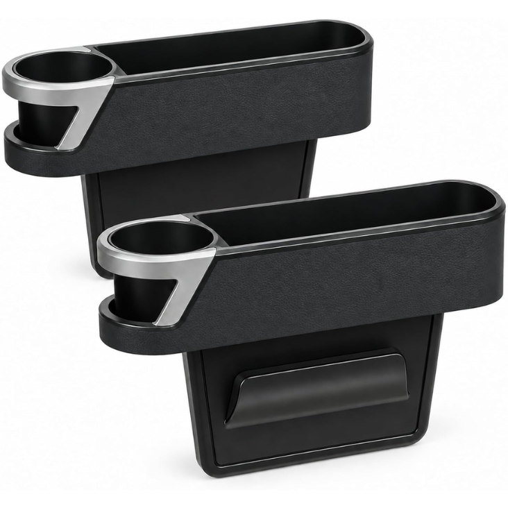 Main product image of 2 Pack Car Seat Gap Organizer with Cup Holder, PU Leather, Driver Passenger Side