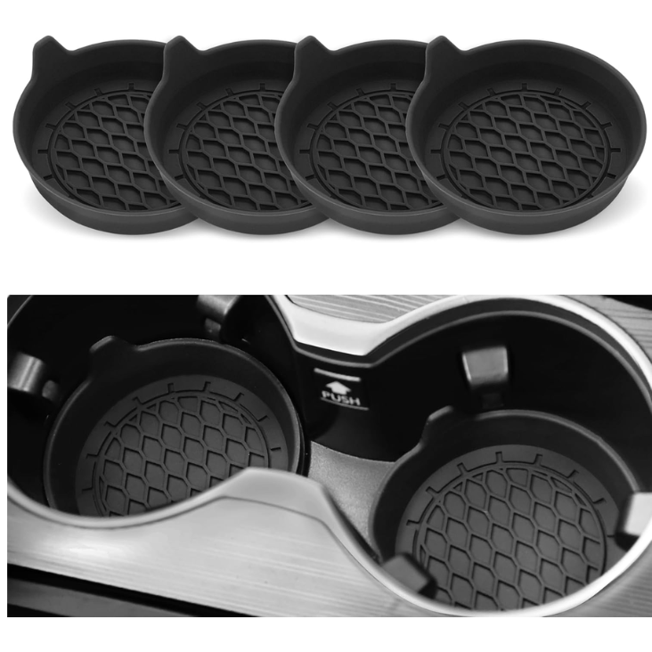 Main product image of Silicone Car Cup Holder Inserts, Non-Slip, Black, 4-Pack