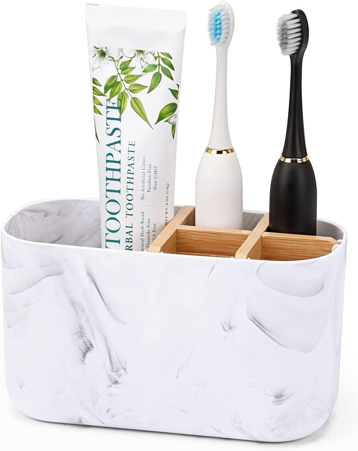 Main product image of Toothbrush & Toothpaste Holder, Detachable, Bamboo Divider, Drainage, Anti-Slip