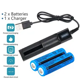 18650 Li-ion Battery&Charger 3000mAh 3.7V Rechargeable Batteries USB Charger For Torch Flashlight