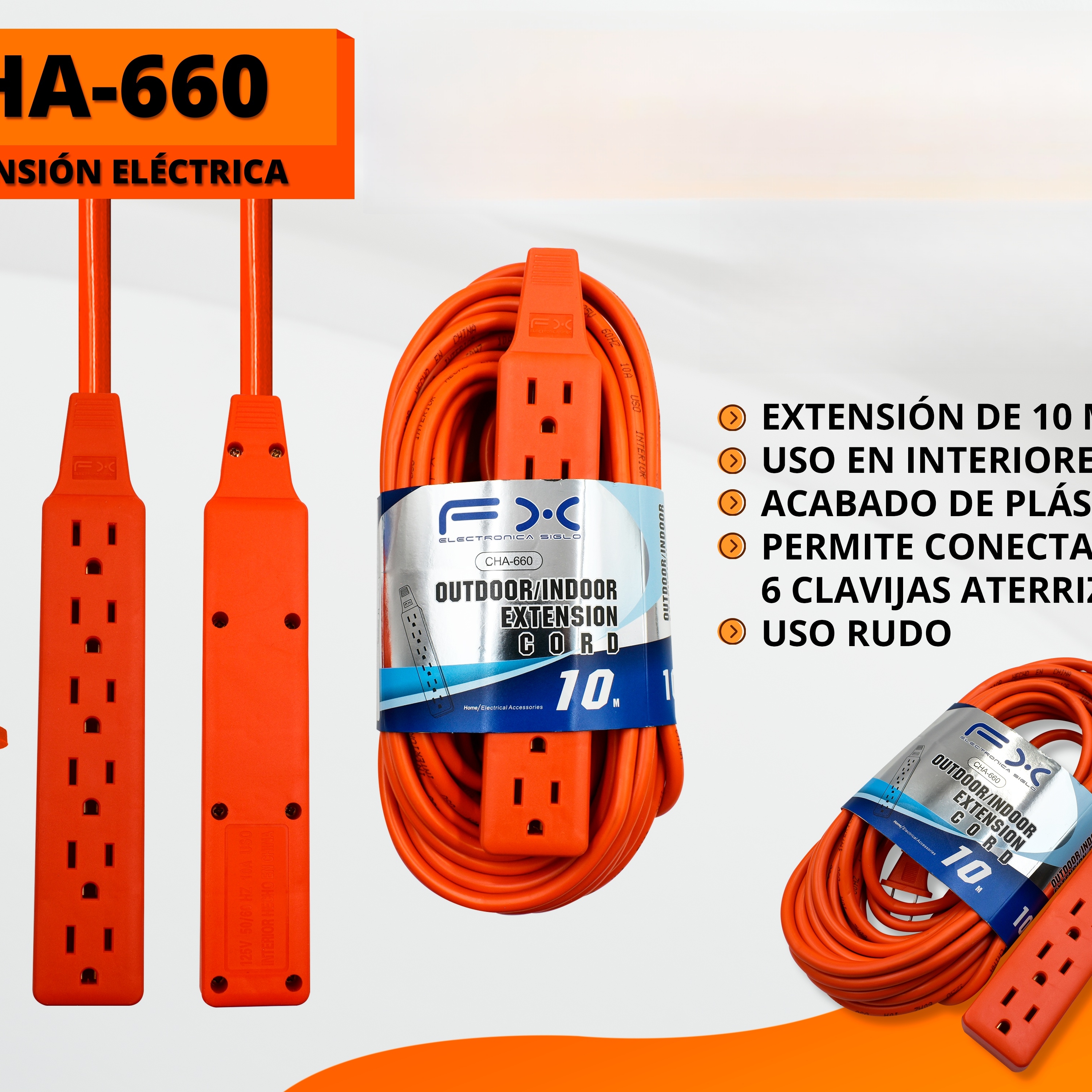 Main product image of 10.6m Orange Power Strip Extension Cord