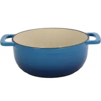 Product image of Cast Iron 6QT Cooking Pot - Gradient Blue - Includes Two Silicone Gloves - Enamel Pot