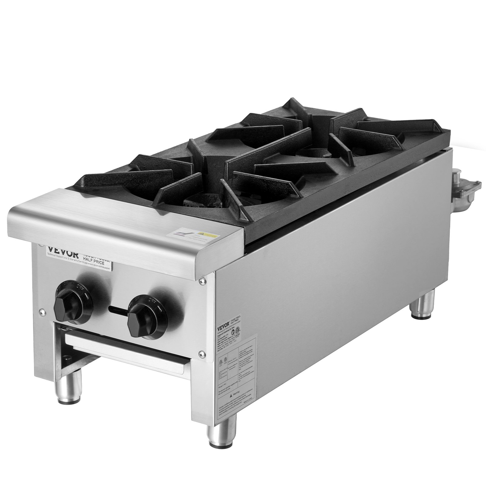 Commercial Gas Range Stove 2 Burners Countertop Cooking Hot Plate Kitchen