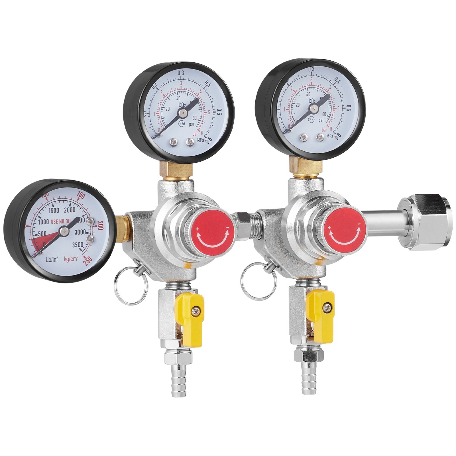 Triple Gauge Regulator, CO2 Regulator Gauge With 0-60PSI, Heavy Duty CO2 Gauge Gas System, Draft Beer Regulator With Check Valve, Adjustable Pressure Regulator For Draft Beer Homebrew, CGA320