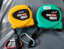 Mountaineering buckle steel tape measure-5m *19mm-ABS-yellow and green color matching-1 piece