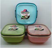 Sealed lunch box-double square-pink-1