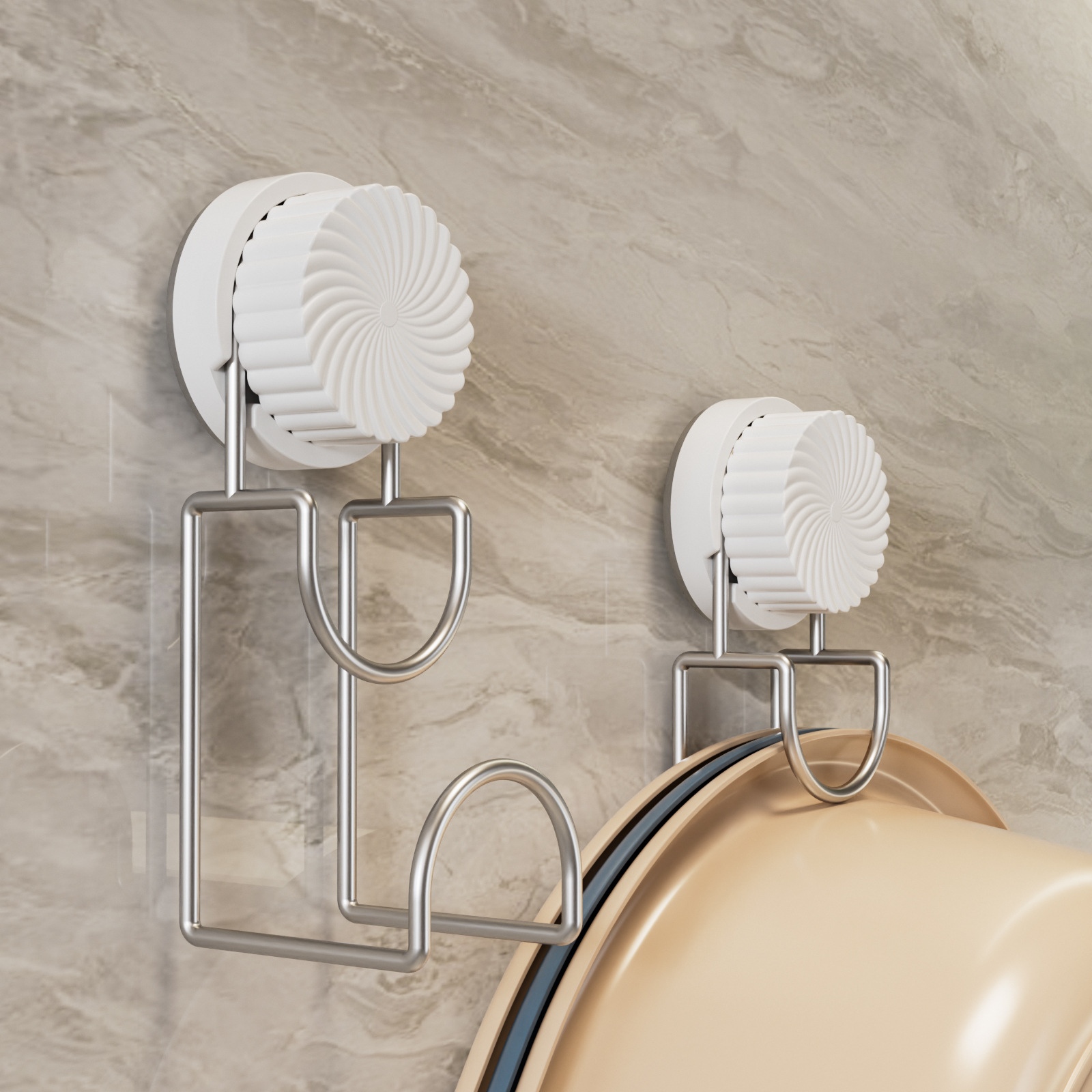Suction cup washbasin holder-white-ABS+201 stainless steel-1 piece