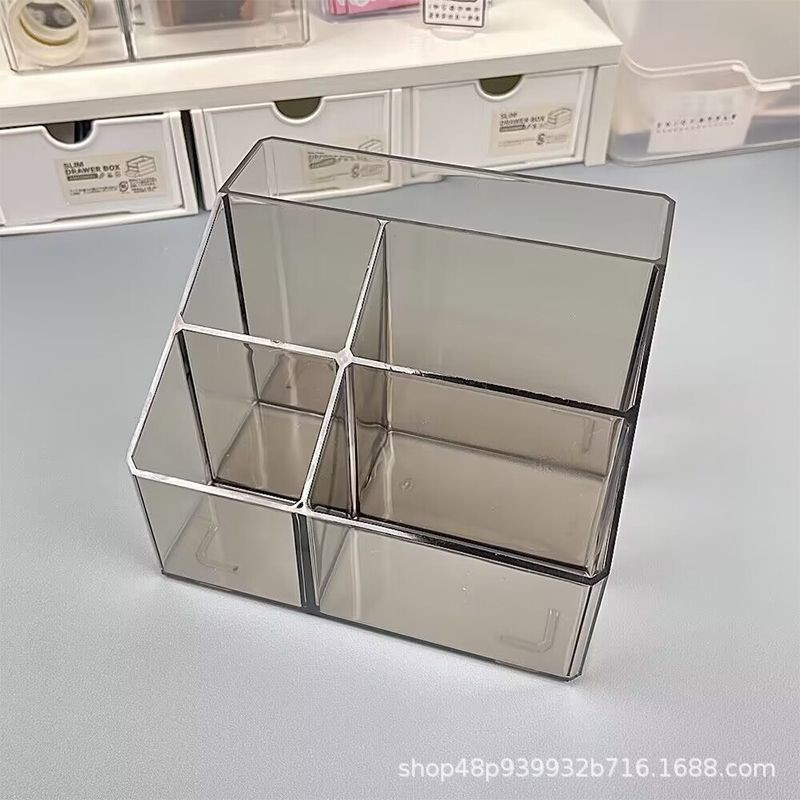 Pen holder-five-compartment model-gray transparent-1 piece