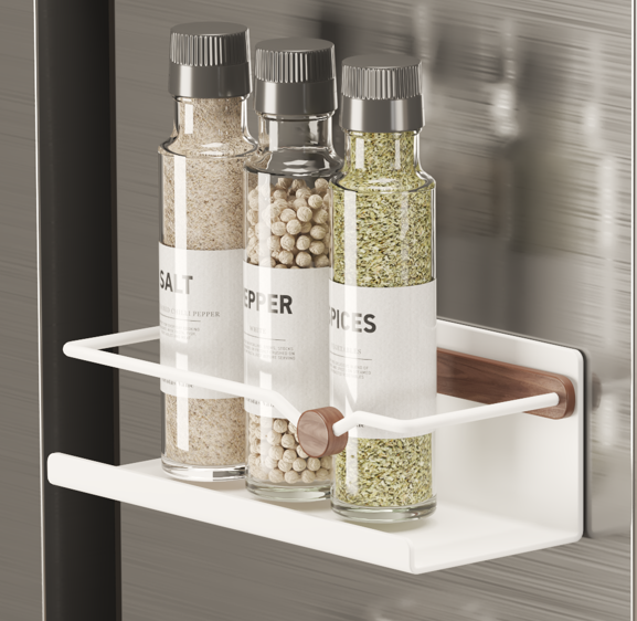 Magnetic rack-white-aluminum + walnut-1 piece