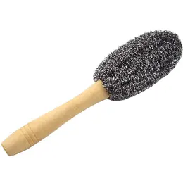 Steel wire brush with wooden handle-21cm-silver-1 piece