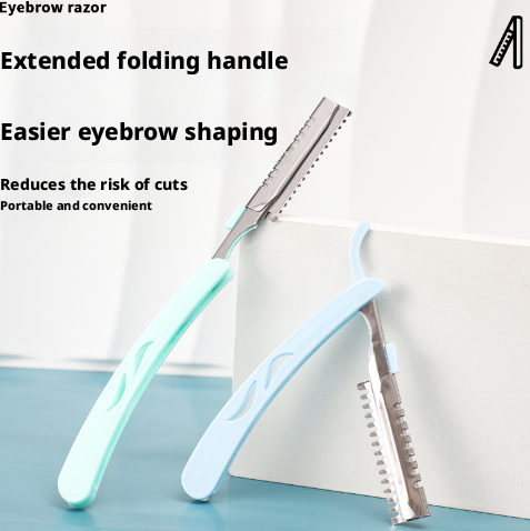 Folding eyebrow trimming knife-corrugated knife holder-random color-1 piece
