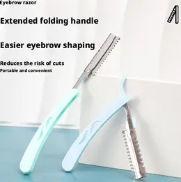 Folding eyebrow trimming knife-corrugated knife holder-random color-1 piece