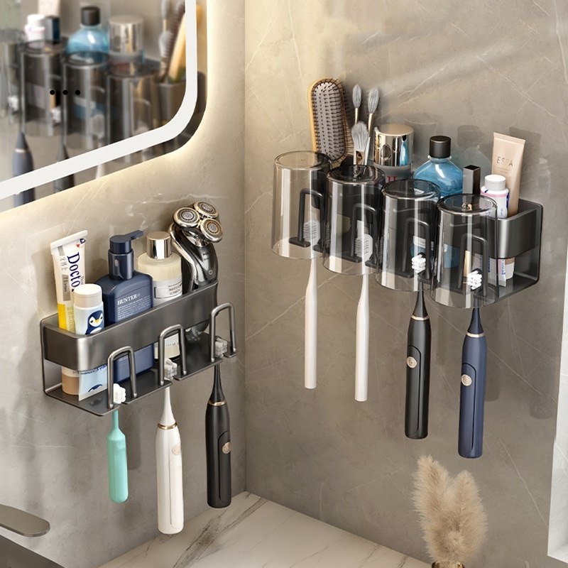 Toothbrush holder-gray-five-piece set