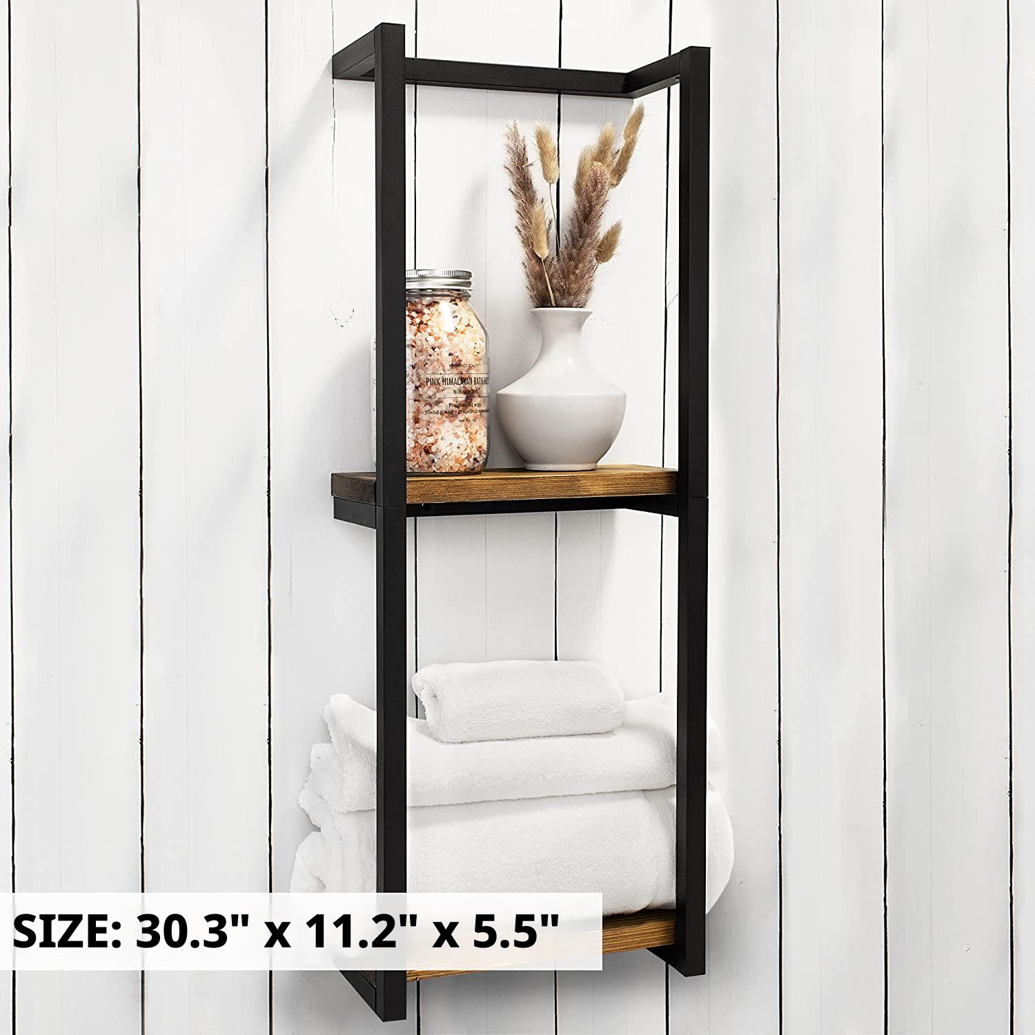 Towel shelf-black square tube-1 piece