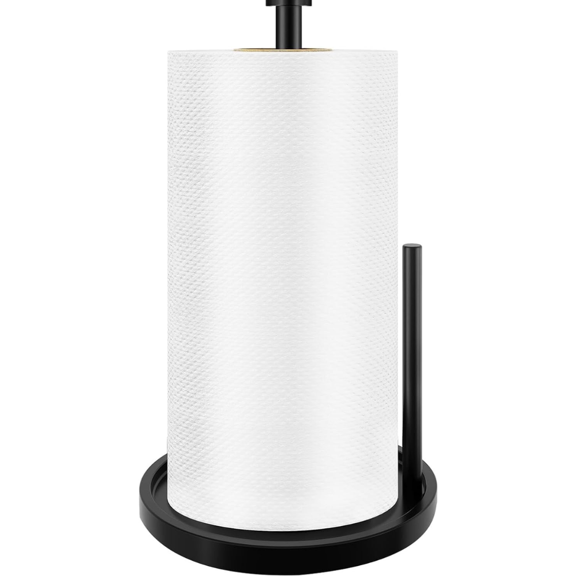 Paper Towel Holder Countertop, Standing Paper Roll Holder With Anti Slip Weighted Base, Stainless Steel Freestanding Paper Towel Holder For Kitchen, Black