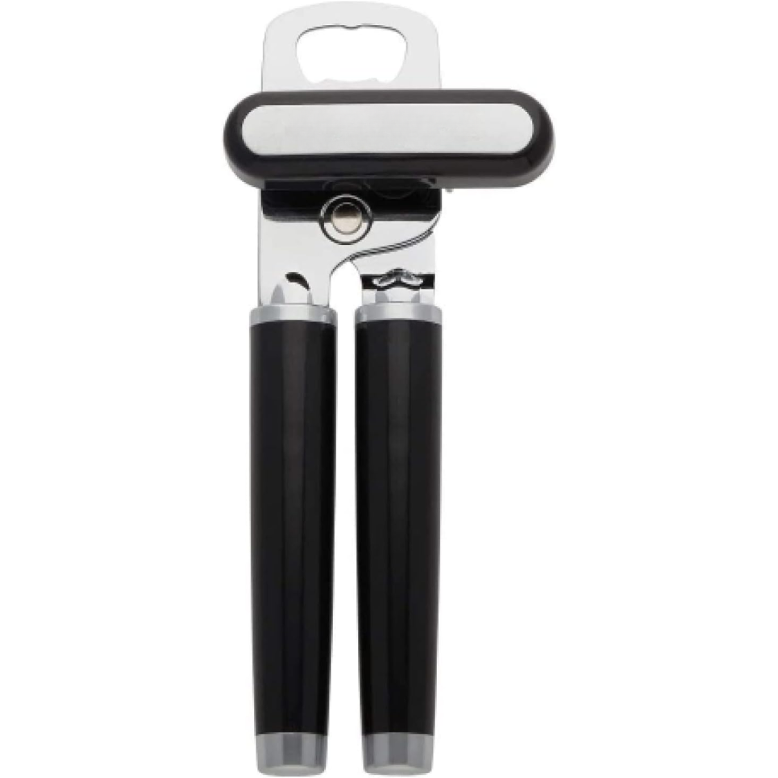 Classic Multifunction Can Opener And Bottle Opener Easy To Use, Razor Sharp Stainless Steel Cutting Wheel, Soft Ergonomic Handles, Black