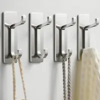 Product image of Brushed Nickel Adhesive Wall Hooks, 13 lb Capacity, for Coats and Towels
