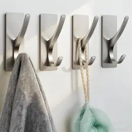 Self Adhesive Towel Hooks Extra Strong 13LB Stainless Hook For Hanging Loofah Towels Coat Brushed Nickel 4 Pack