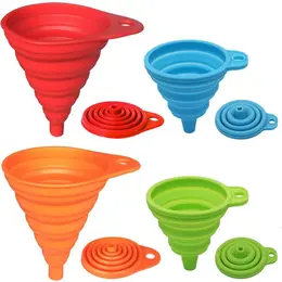 4-Pack Collapsible Silicone Kitchen Funnel Set - Small & Large Food Grade Foldable Funnels