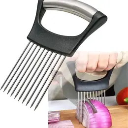 Stainless Steel Onion Holder & Veggie Slicer - Multi-Use Safety Cutter For Tomatoes, Eggs & Vegetables