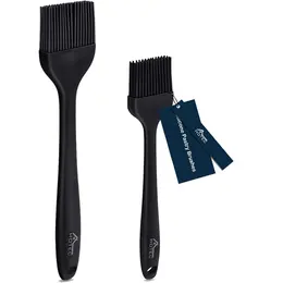 2-Pack Silicone Basting & Pastry Brushes Heat Resistant BPA-Free Oil & Sauce Spreader For BBQ, Baking & Cooking Black, 10.3