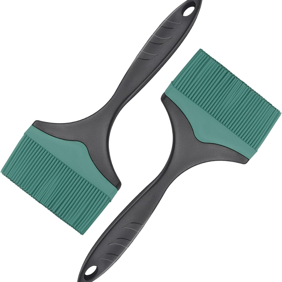 2-Pack Extra-Wide Silicone Grill Basting Brushes Green 3.95 Heat-Resistant Oil & BBQ Sauce Spreader