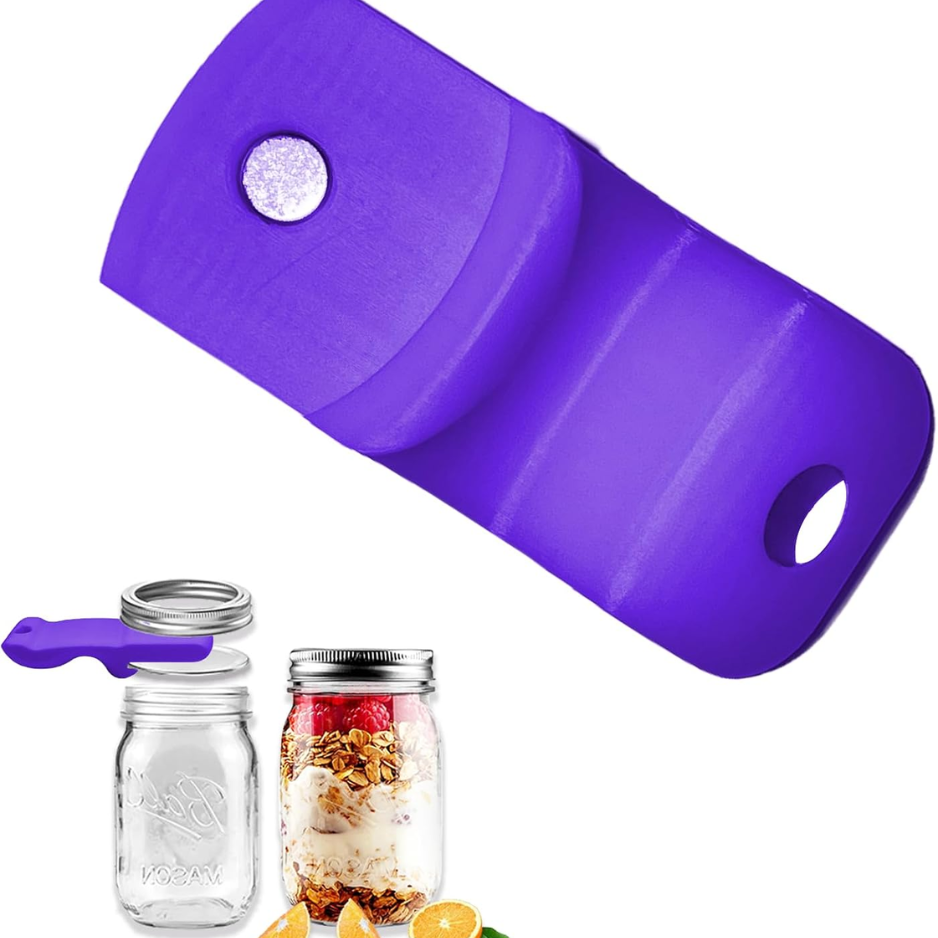Mason Jar & Canning Opener Tool With Magnetic Lid Lifter Purple - Vacuum Seal Release For Regular & Wide Mouth Jars
