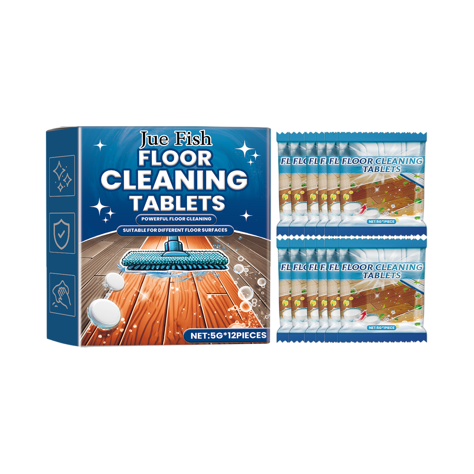 Main product image of Floor Cleaning Effervescent Tablets, 5g, 12 Tablets per Box