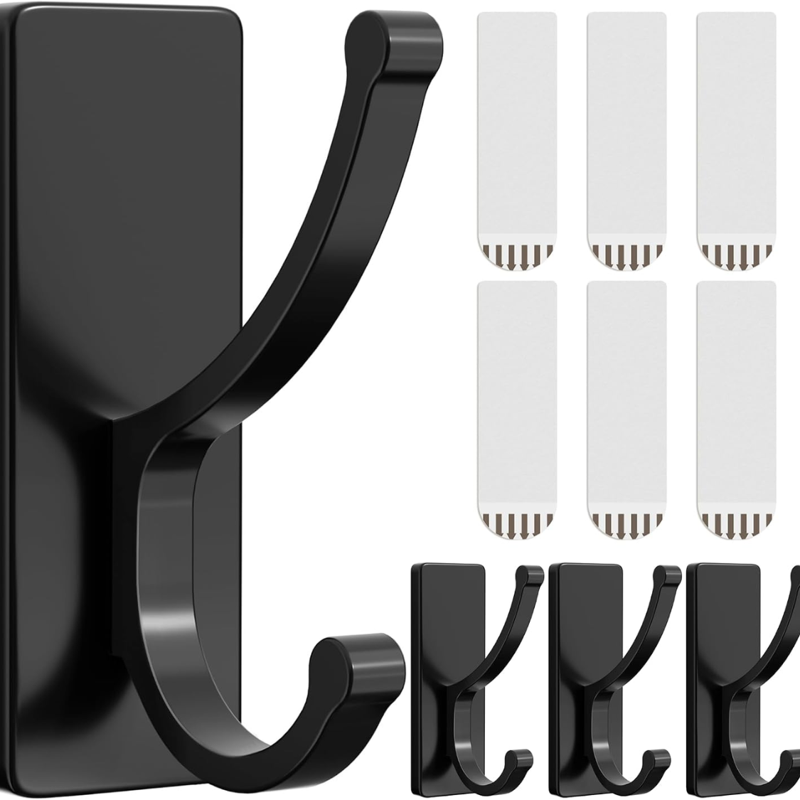 Main product image of 4-Pack Black Adhesive Wall Hooks with Strips