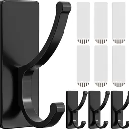 Product image of 4-Pack Black Adhesive Wall Hooks with Strips
