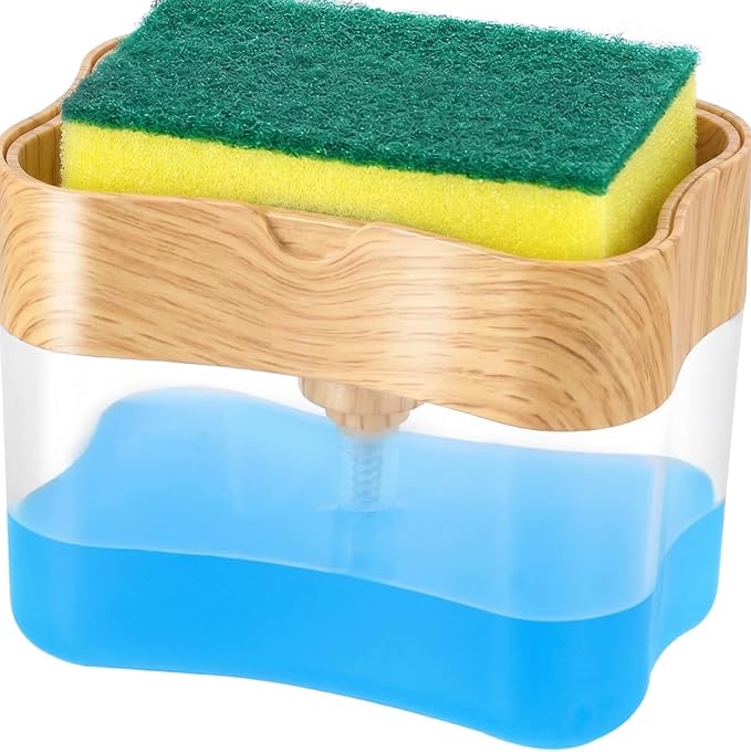 Main product image of Kitchen Dish Soap Dispenser with Sponge Holder, 13 oz Refillable Pump