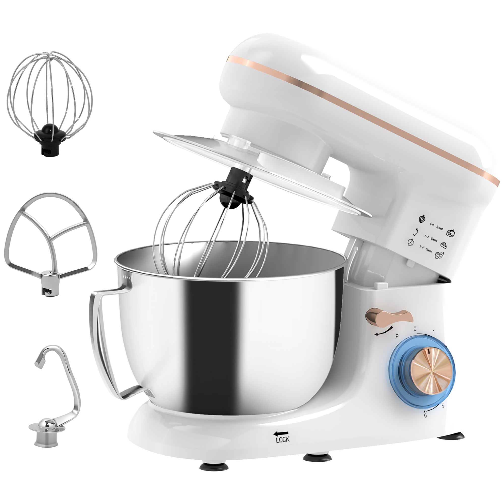 Main product image of 1300W White Kitchen Stand Mixer with Accessories