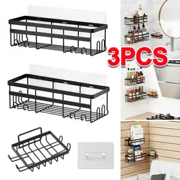Product image of 3-Pack Self-Adhesive Black Stainless Steel Shower Caddy Shelf