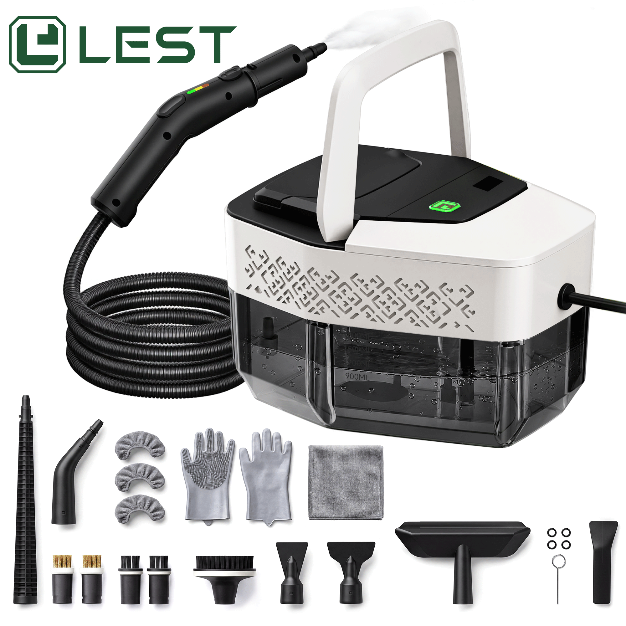 Main product image of LEST Handheld Steam Cleaner, 1500W, 1.8L Tank, 4 Bar, 21-Piece Kit