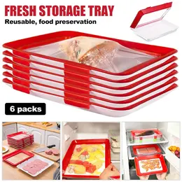 Product image of 6-Piece Reusable Vacuum Food Storage Trays, Stackable