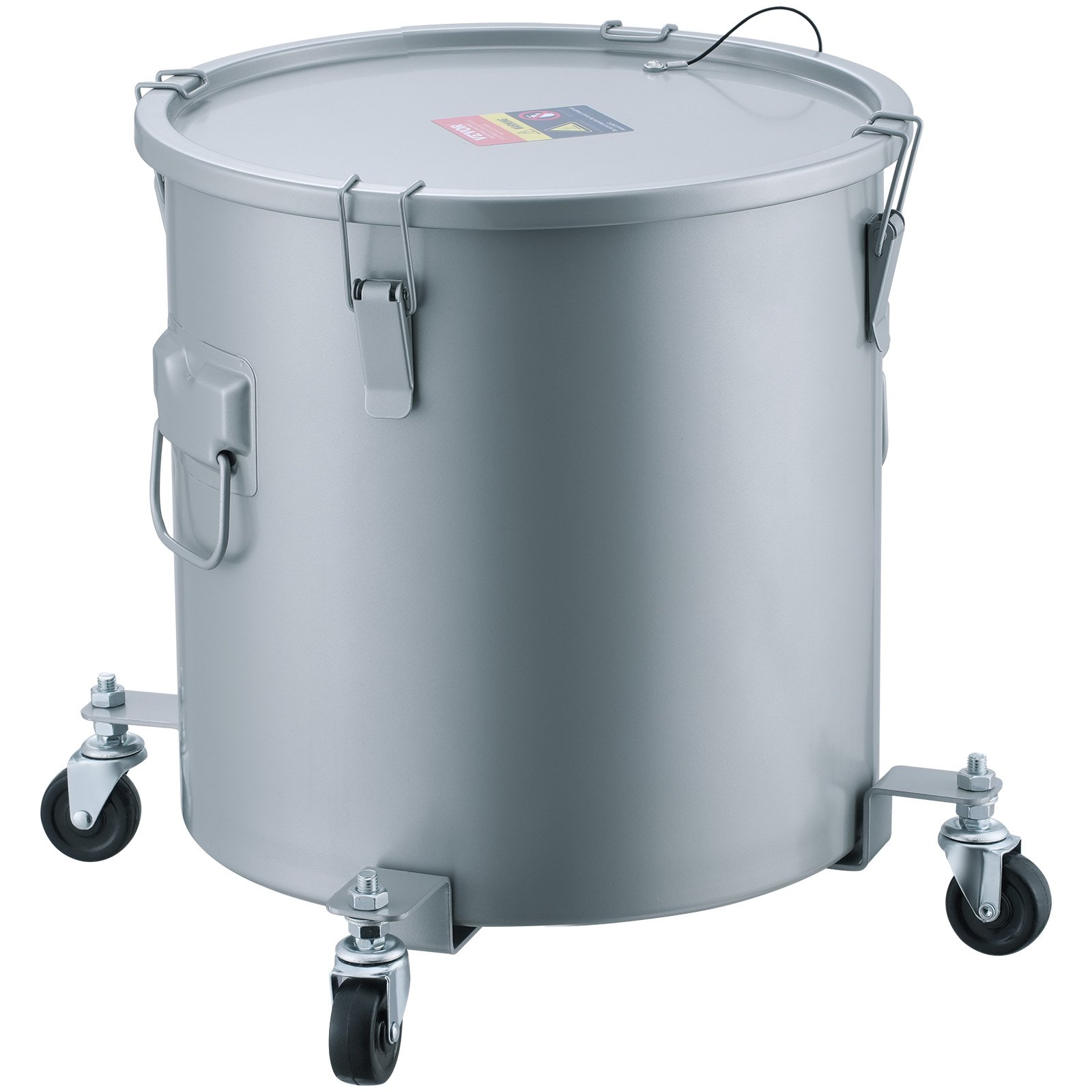 Fryer Grease Bucket, 8 Gal Oil Disposal Caddy With Caster Base, Carbon Steel With Rust-Proof Coating, Oil Transport Container With Lid, Lock Clips, Filter Bag For Hot Cooking Oil Filtering, Gray