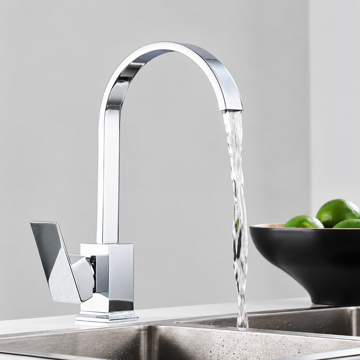 Kitchen Sink Mixer Tap Chrome Waterfall Monobloc Swivel Single Lever