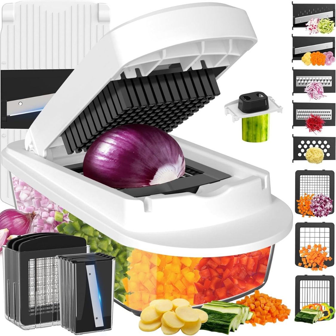 Main product image of 8-Blade Chopper, Slicer & Grater Tool Set, White