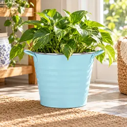 Product image of Silver Planter Bucket with Zig Zag and Filo Design