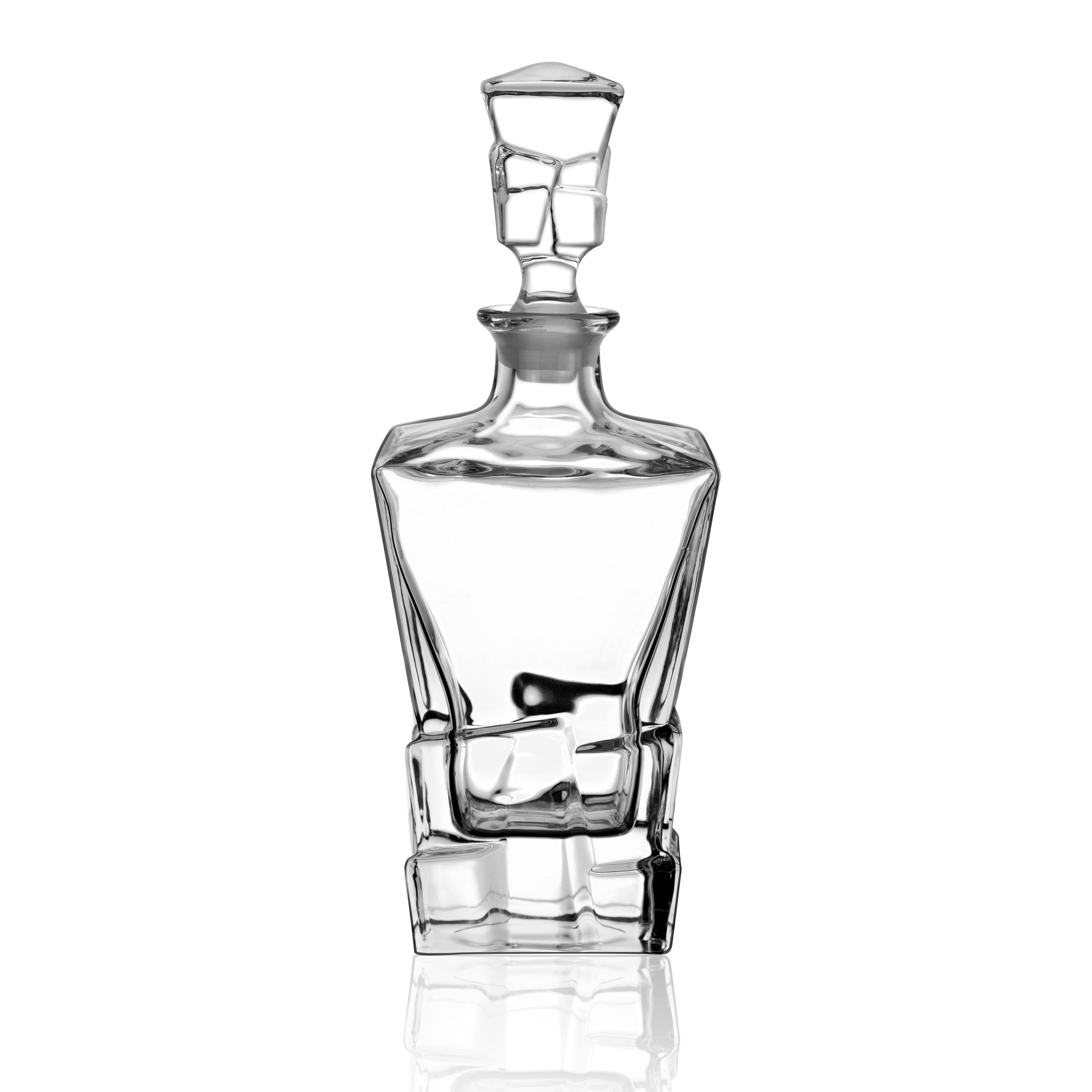 Main product image of Premium Tapered Glass Whiskey Decanter, Unique Geometric Square Base Liquor Bottle With Airtight Stopper For Barware