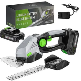 Cordless Hedge Trimmer, 2-in-1 Electric Handheld Grass Shears With 21V 2.0 Battery X2, Grass Trimmer, Mini Bush Trimmer Kit For Garden, Patio And Lawn
