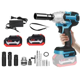 1Pc 3 In 1 Cordless Electric Impact Wrench For Repairing Drill Screwdriver With Brushless Motor Max 3450RPM Variable Speed 2Pcs 6.0Ah Batteries 3 Sockets 3 Screwdriver Bits 3 Drill Bits