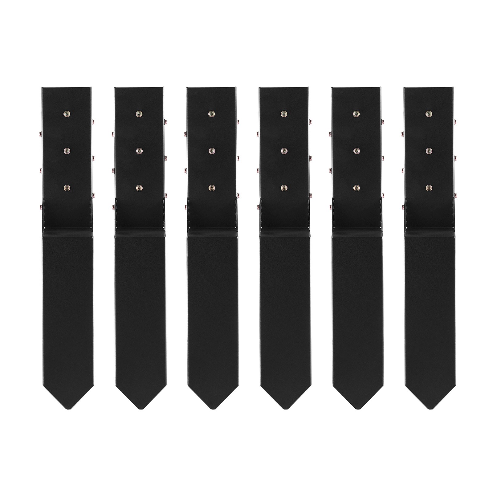 Fence Post Anchor Repair Kit, 6 Pack Inner Diameter 3.5 X3.5 Inches Heavy Duty Steel Fence Post Support Stakes, Anchor Ground Spike For Repair Tilted, Broken Wood Fence Post, Enveloping