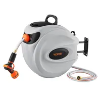 1/2" x 131.23 ft Retractable Hose Reel, Wall Mount, Auto-Rewind, 180° Swivel