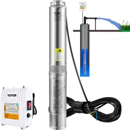 4 Inch Deep Well Submersible Pump, 2HP 230V/60Hz, 37GPM, 427 Ft Head