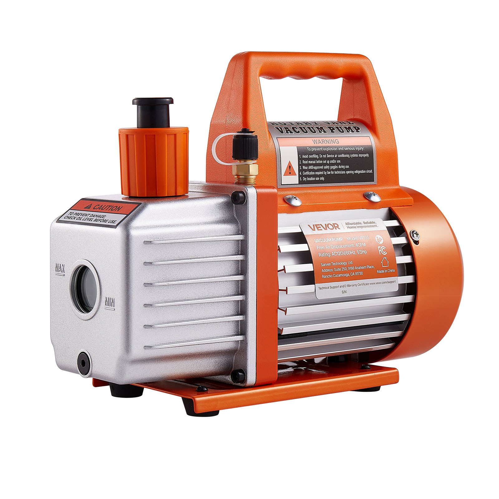 Main product image of 4 CFM 1/3 HP Single Stage Rotary Vane HVAC Vacuum Pump, Manifold Gauge Kit