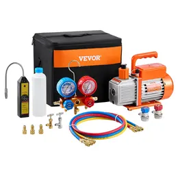4.5 CFM HVAC Single Stage Rotary Vane Vacuum Pump And Manifold Gauge Kit