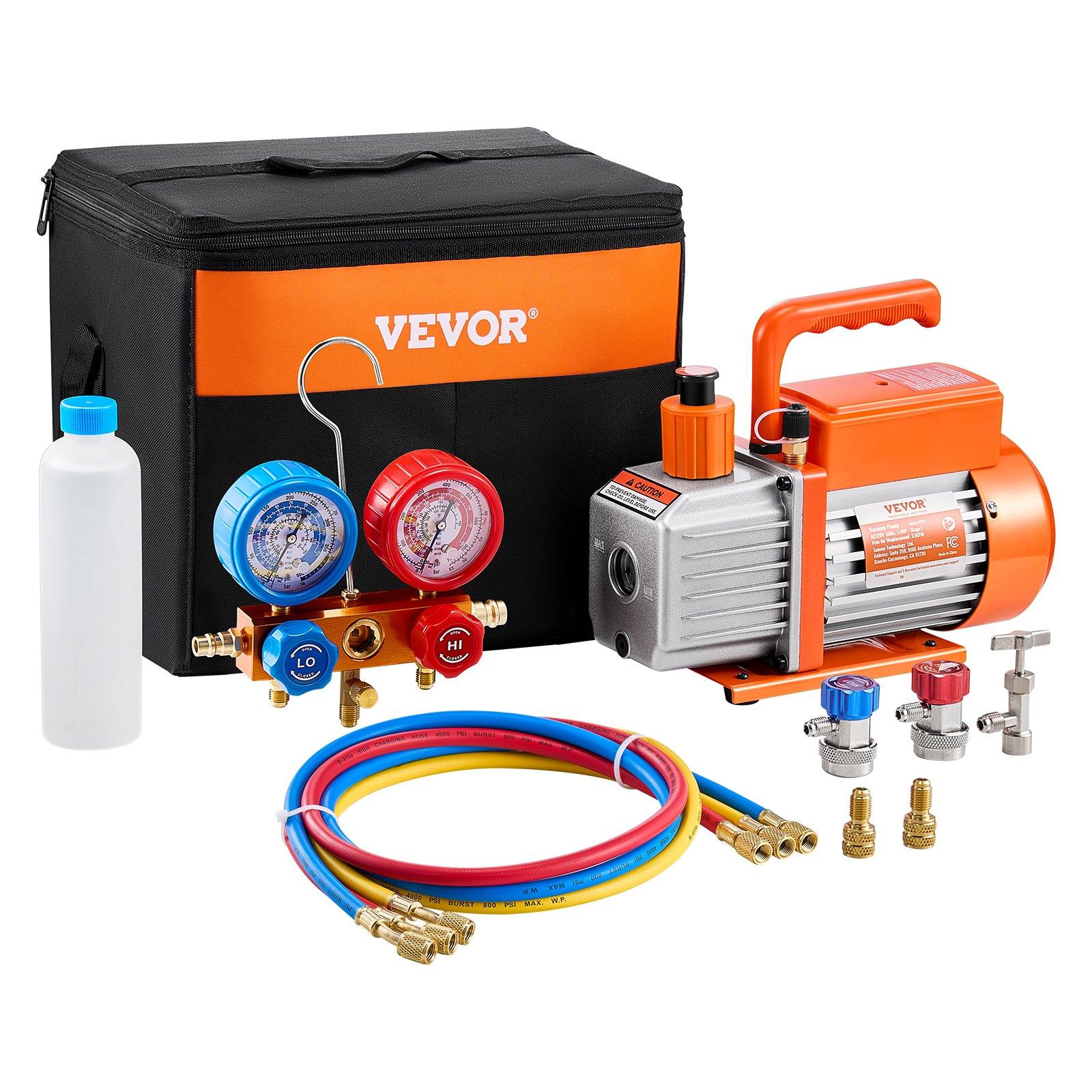 Main product image of 3.5 CFM HVAC Single Stage Rotary Vane Vacuum Pump And Manifold Gauge Kit