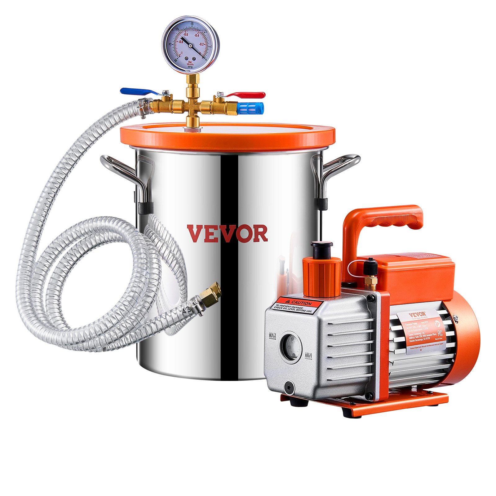 1.5 Gallon Vacuum Chamber 3.5CFM Single Stage Pump Degassing Chamber Kit