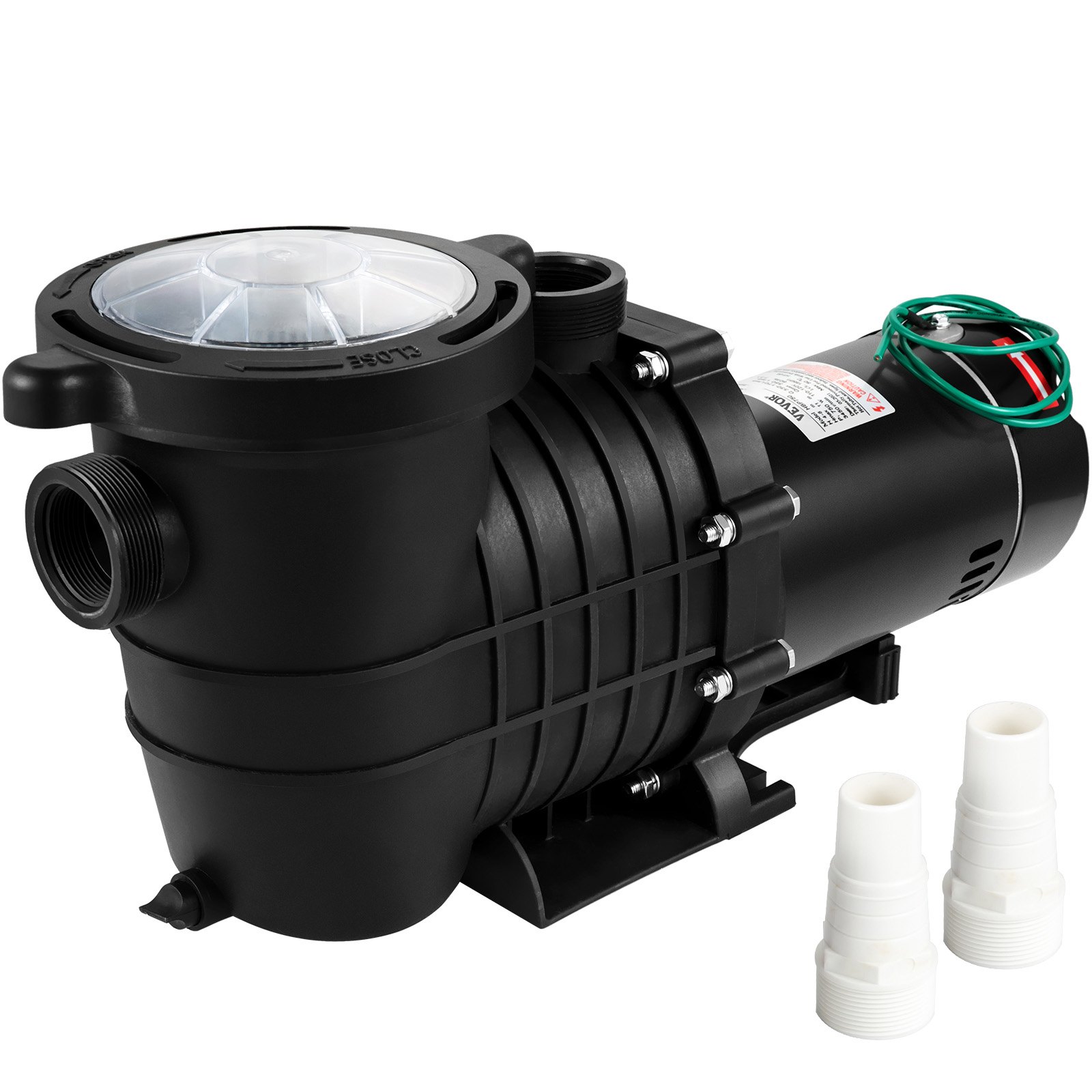 Swimming Pool Pump 1HP, Dual Voltage 110V 220V, 5544GPH, Powerful Pump For Above Ground Pool Water Circulation, With Strainer Basket, 2pcs 1-1/2'' NPT Connectors Tested To UL Standards